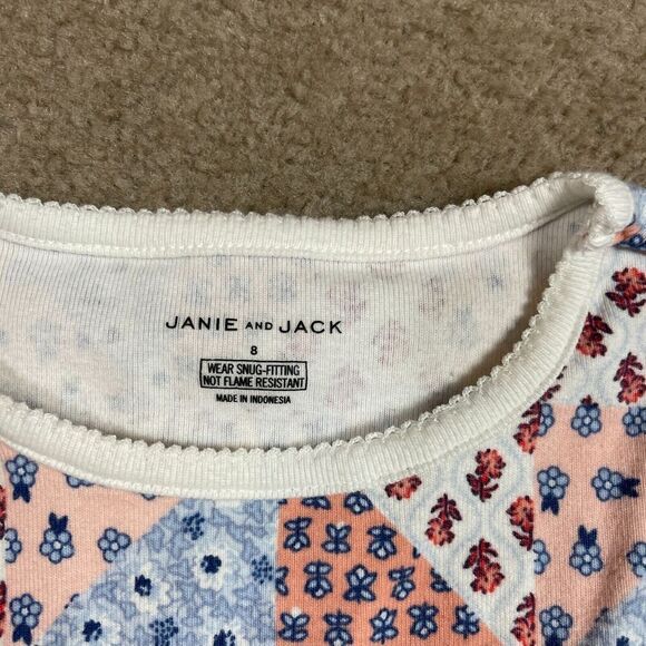 Janie & Jack Sleepwear Set Girls Size 8 Multi Floral Patchwork Pajama Top & Pant - Picture 5 of 13